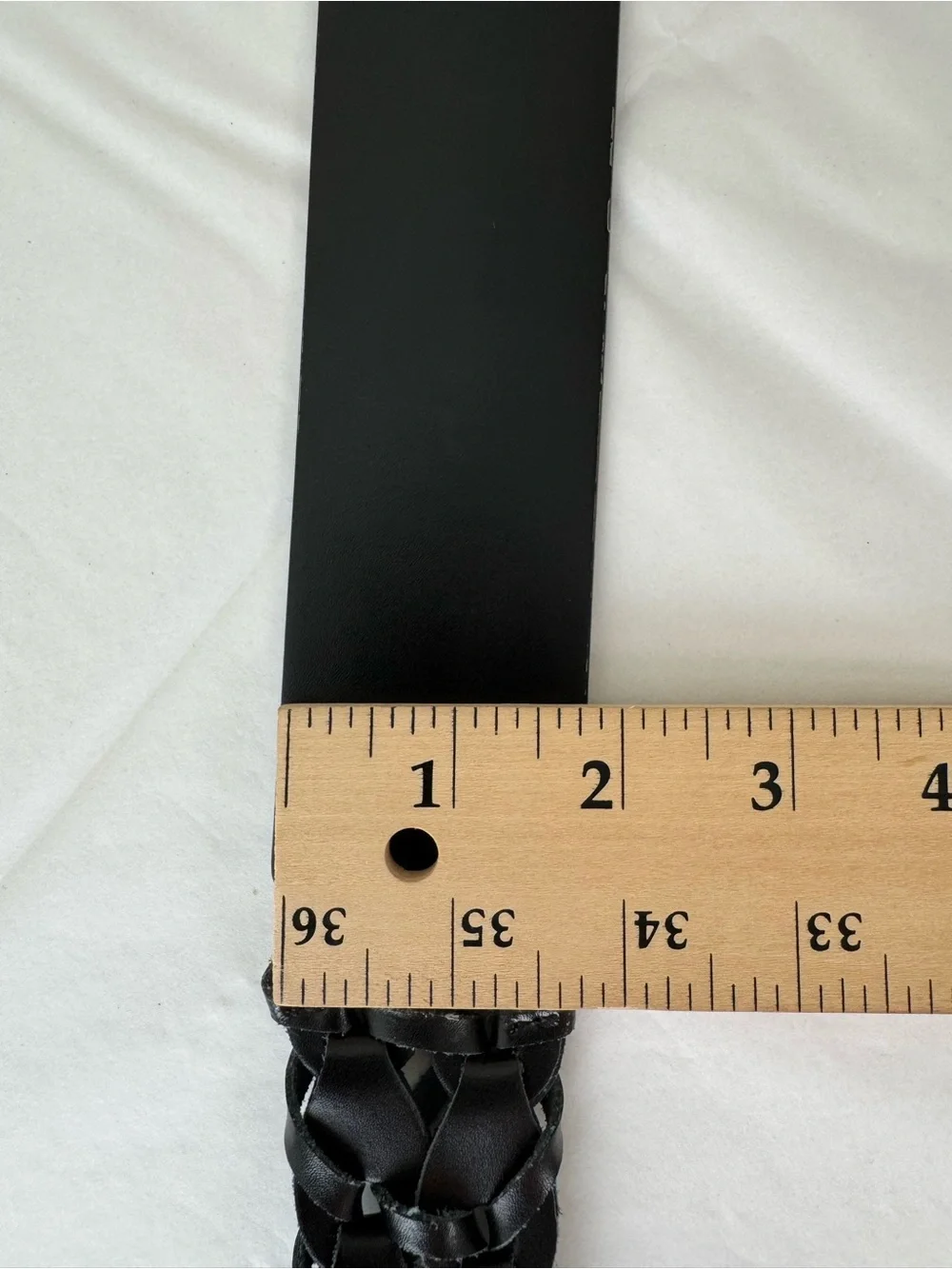 Marella Max Mara Woven Leather Belt Black XS Antique Brass